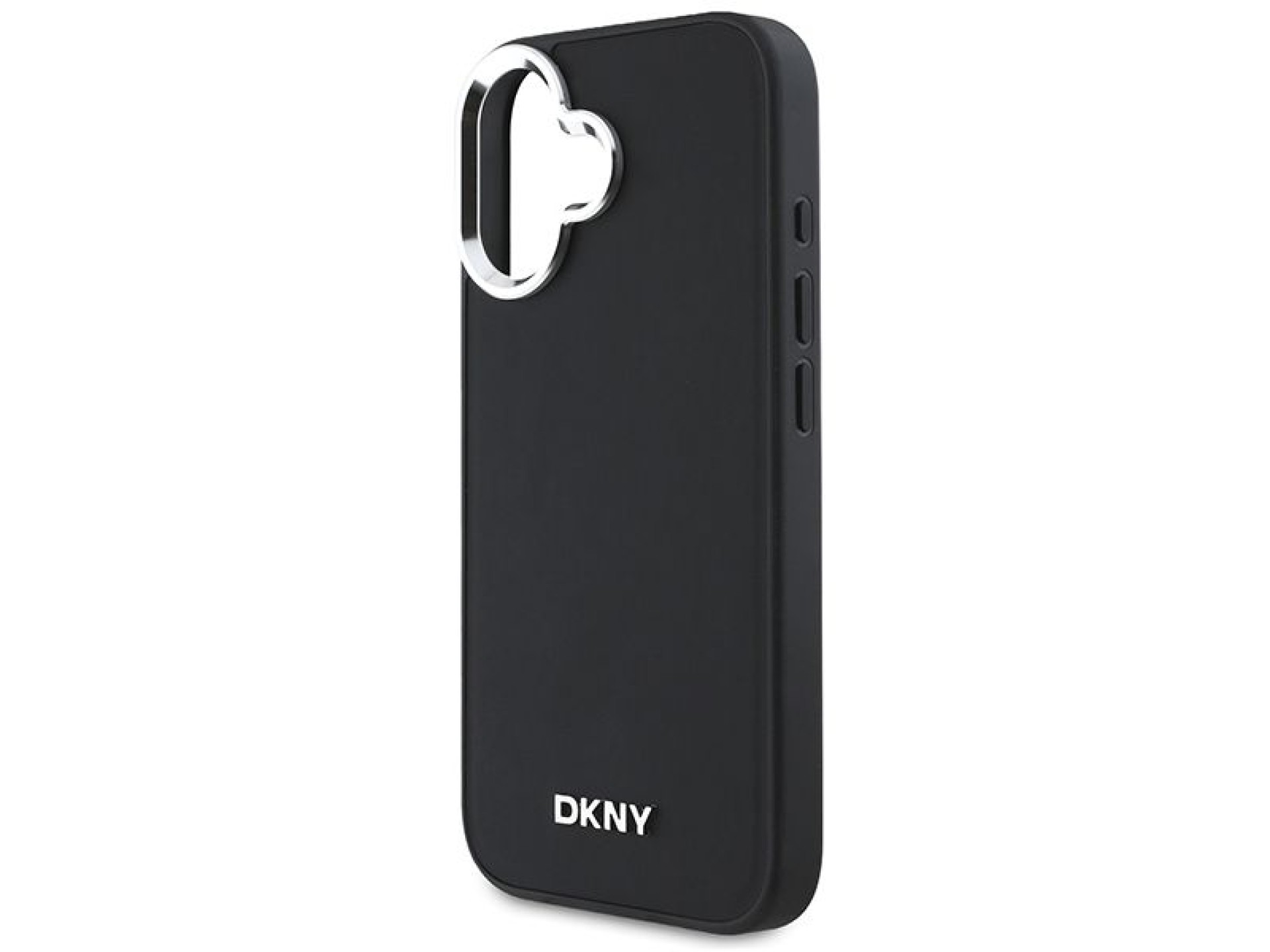 DKNY Plain Silver Logo MagSafe iPhone 16 Case - Black