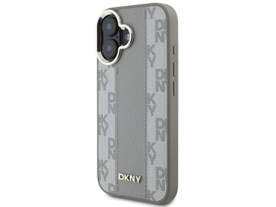 Funda DKNY MagSafe para iPhone 16 con estampado a cuadros - Beige