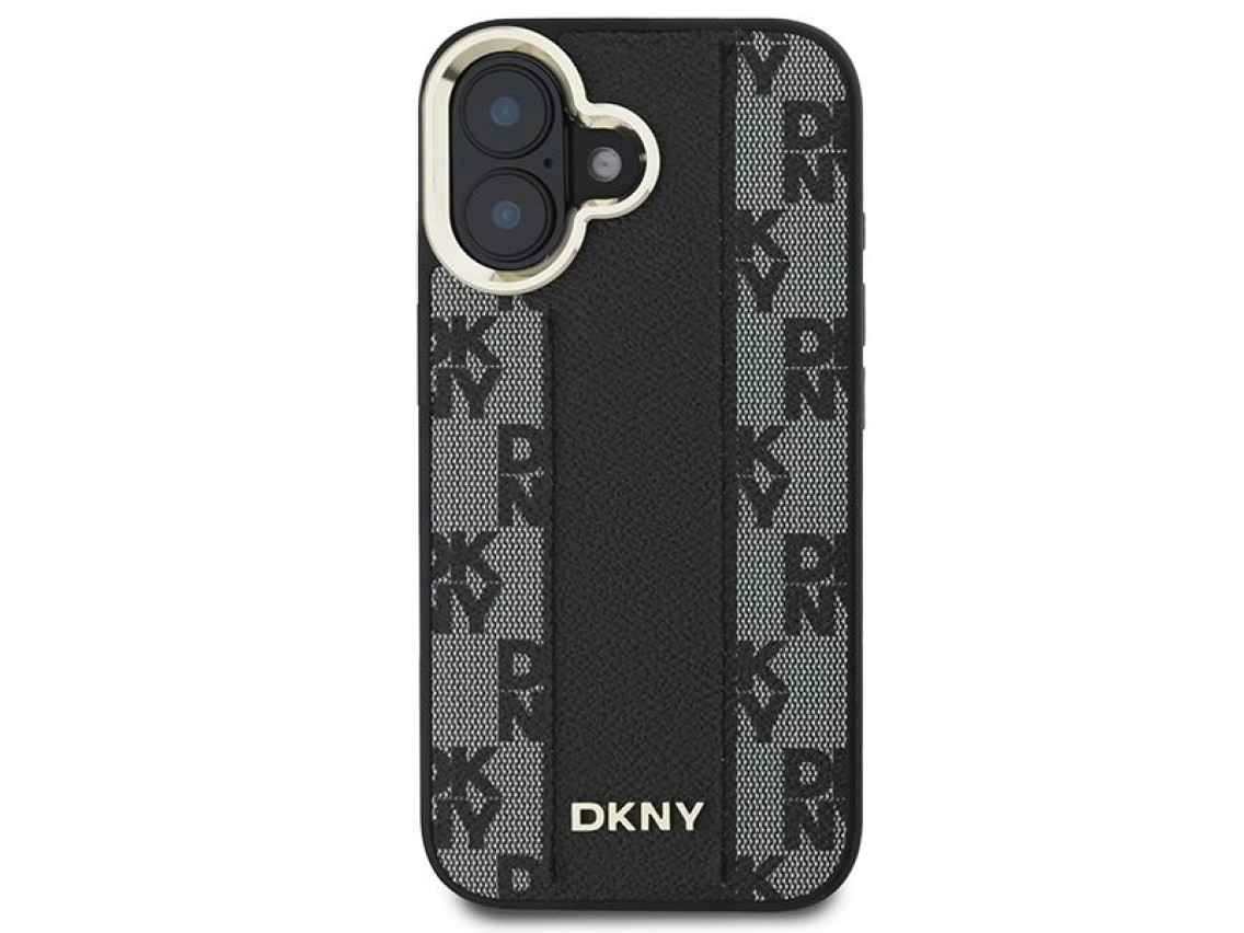 Capa DKNY com estampa xadrez e MagSafe para iPhone 16 Plus - Preta
