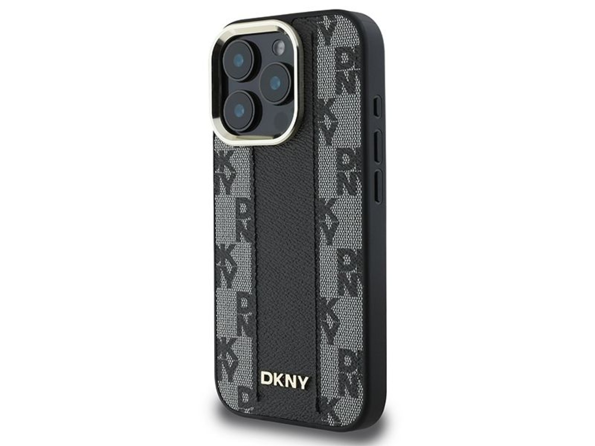 Funda DKNY MagSafe con estampado a cuadros para iPhone 16 Pro - Negra