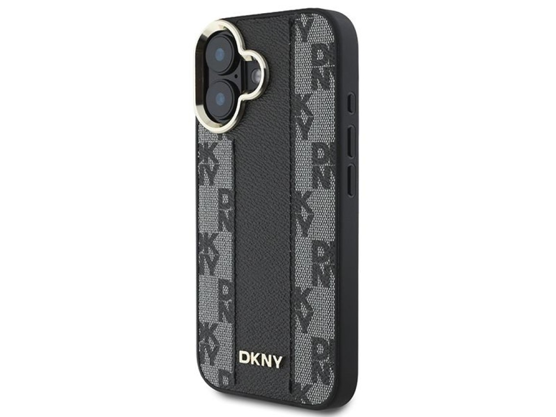 Capa DKNY com estampa xadrez e MagSafe para iPhone 16 Plus - Preta