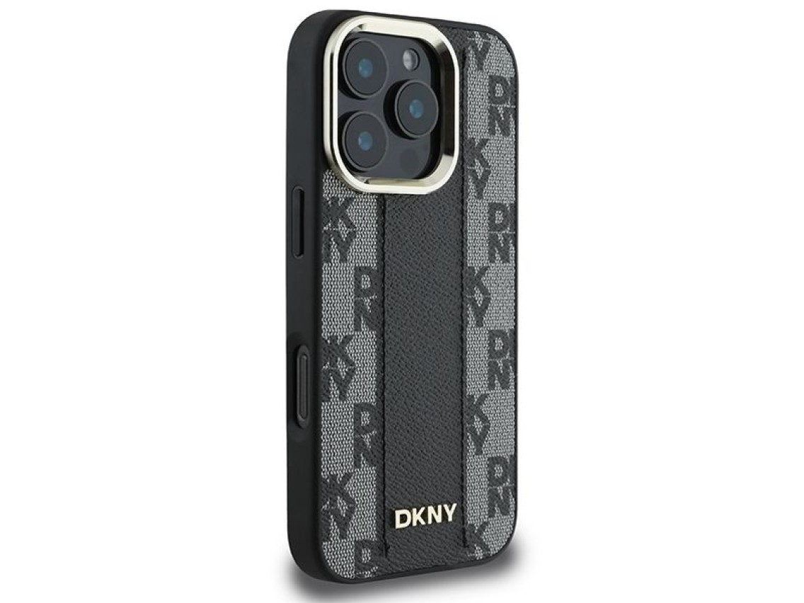 Funda DKNY MagSafe con estampado a cuadros para iPhone 16 Pro - Negra