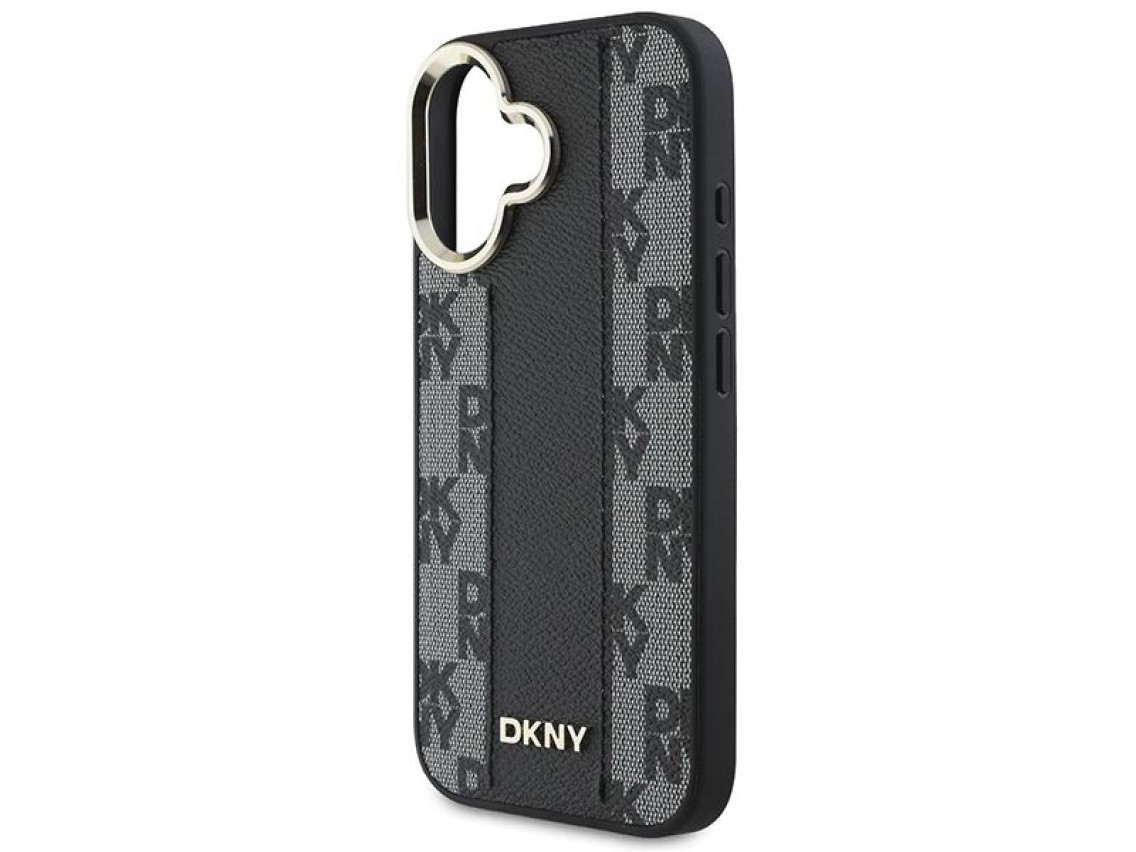 Capa DKNY com estampa xadrez e MagSafe para iPhone 16 Plus - Preta