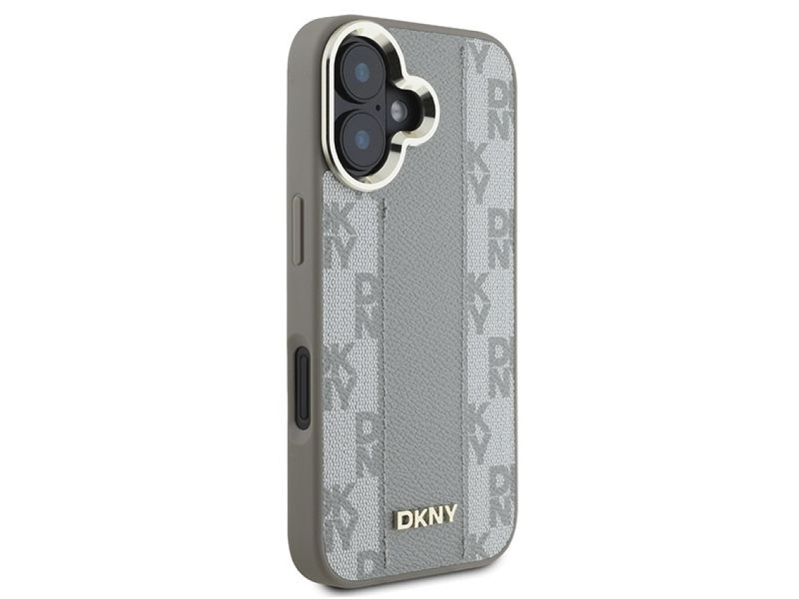 Funda DKNY MagSafe para iPhone 16 con estampado a cuadros - Beige
