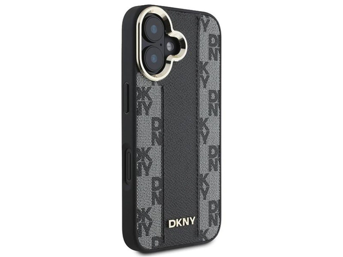 Capa DKNY com estampa xadrez e MagSafe para iPhone 16 Plus - Preta