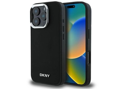Capa DKNY Plain Silver Logo MagSafe para iPhone 16 Pro Max - Preta Capa DKNY Plain Silver Logo MagSafe para iPhone 16 Pro Max - Preta