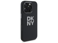 Capa DKNY de silicone líquido com logotipo metálico para iPhone 16 Pro Max - Preta Capa DKNY de silicone líquido com logotipo metálico para iPhone 16 Pro Max - Preta