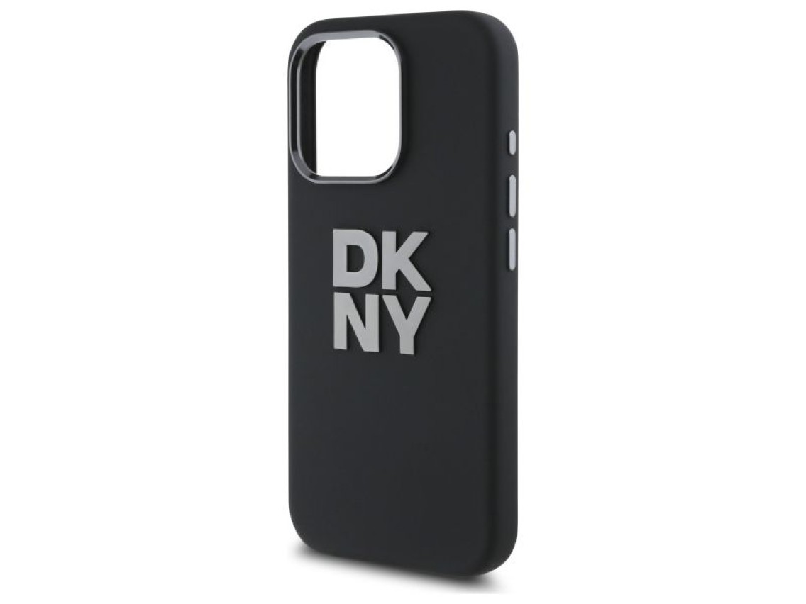 DKNY Liquid Silicone Metal Logo iPhone 16 Pro Max Case - Black