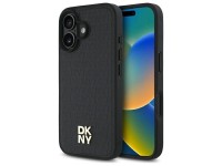 DKNY Repeat Pattern Stack Logo MagSafe iPhone 16 Case - Black DKNY Repeat Pattern Stack Logo MagSafe iPhone 16 Case - Black