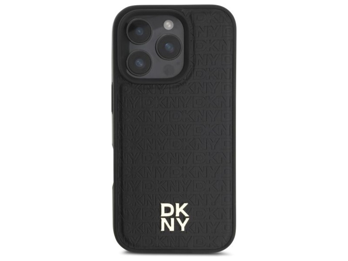 DKNY Repeat Pattern Stack Logo MagSafe iPhone 16 Pro Case - Black