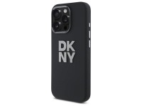 Capa DKNY de silicone líquido com logotipo metálico para iPhone 16 Pro Max - Preta Capa DKNY de silicone líquido com logotipo metálico para iPhone 16 Pro Max - Preta