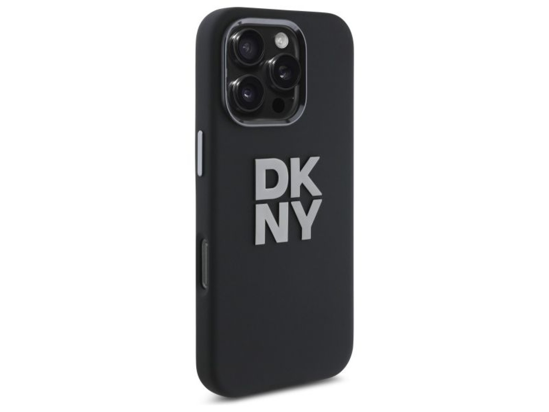 DKNY Liquid Silicone Metal Logo iPhone 16 Pro Max Case - Black