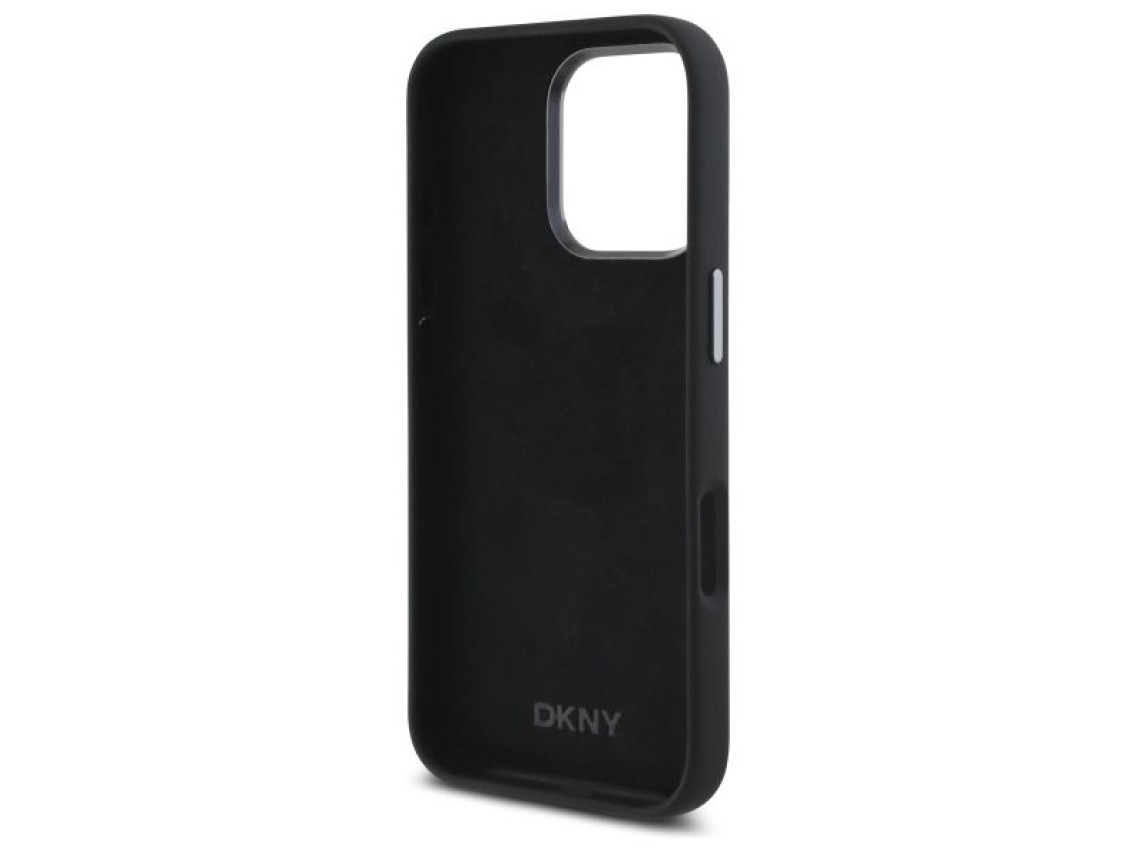 DKNY Liquid Silicone Metal Logo iPhone 16 Pro Case - Black