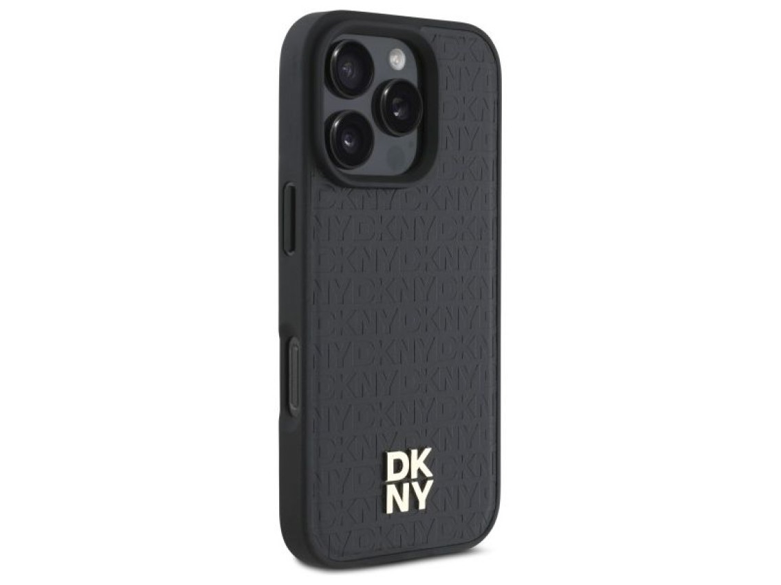 DKNY Repeat Pattern Stack Logo MagSafe iPhone 16 Pro Case - Black
