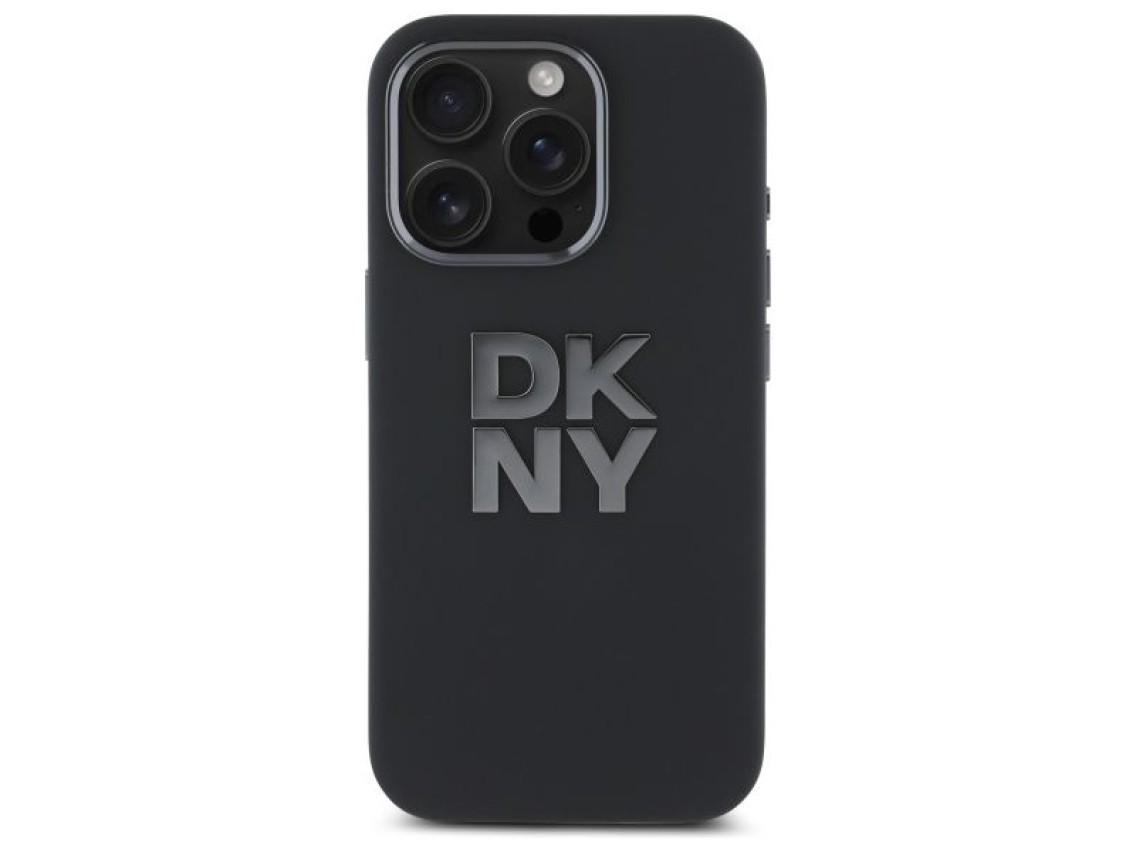 DKNY Liquid Silicone Metal Logo iPhone 16 Pro Max Case - Black