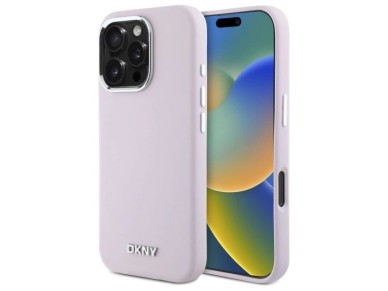 Capa DKNY de silicone líquido com pequeno logotipo metálico e MagSafe para iPhone 16 Pro - Rosa Capa DKNY de silicone líquido com pequeno logotipo metálico e MagSafe para iPhone 16 Pro - Rosa