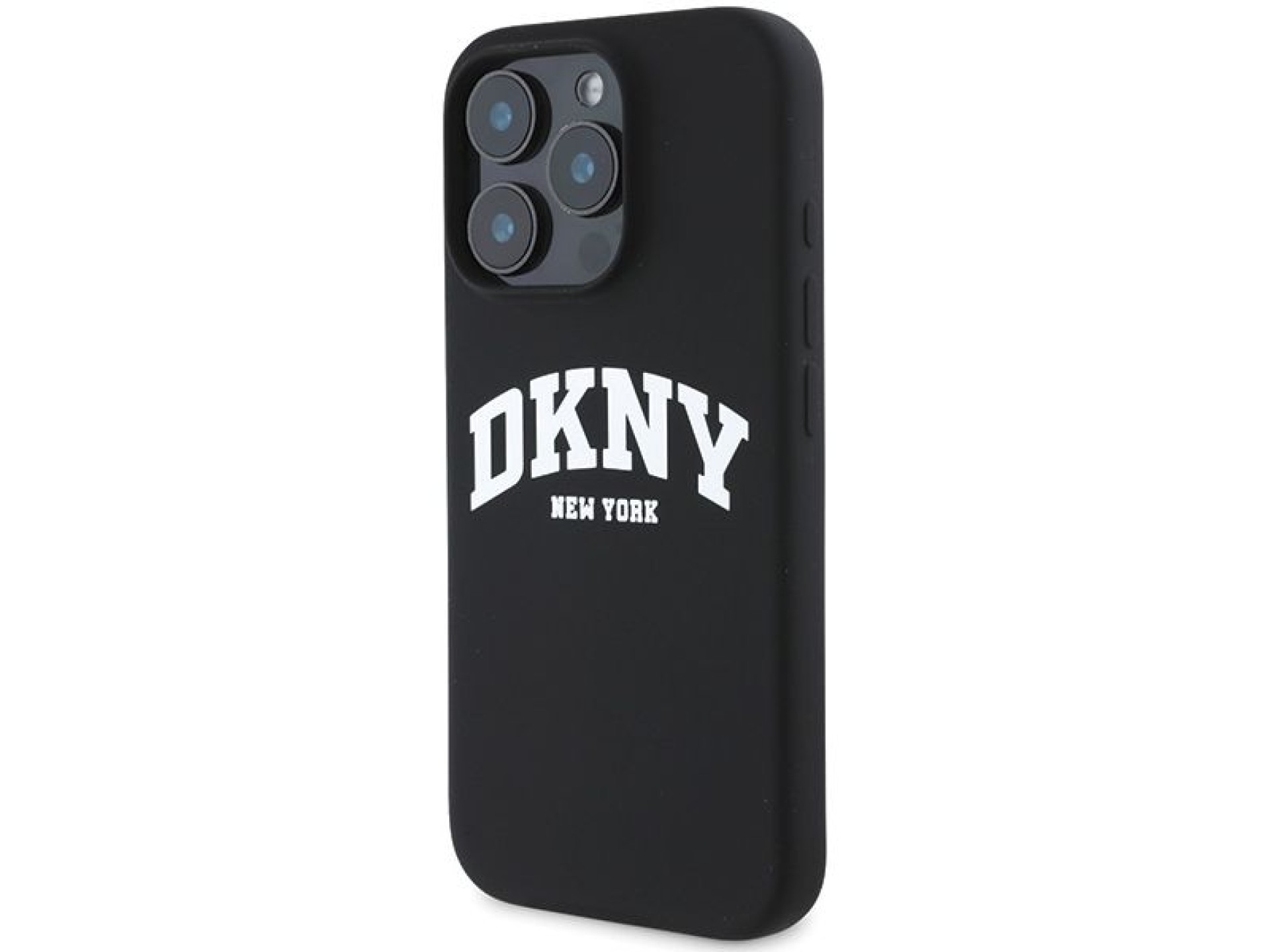 DKNY Silicone White Printed Logo MagSafe iPhone 16 Pro Case - Black