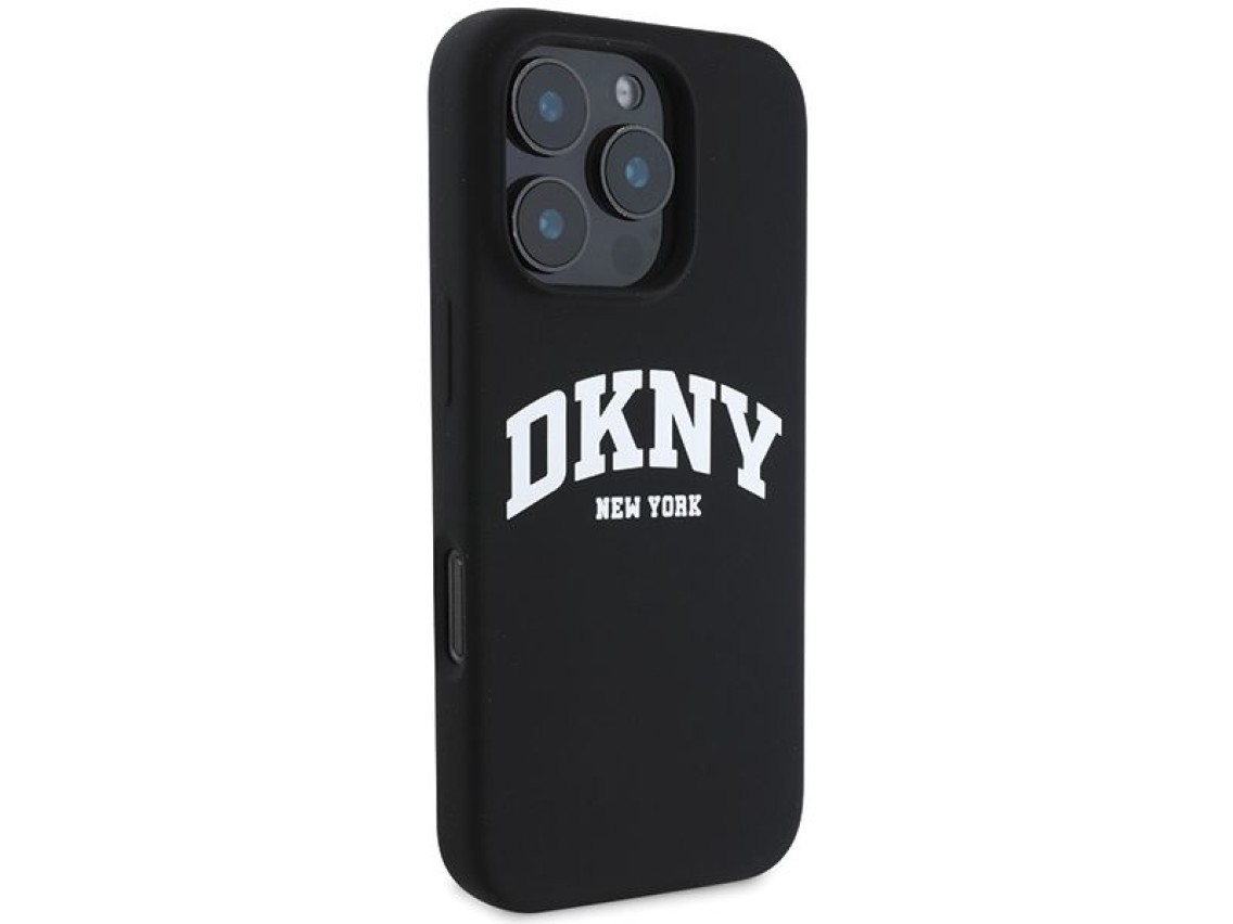 DKNY Silicone White Printed Logo MagSafe Case for iPhone 16 Pro Max - Black