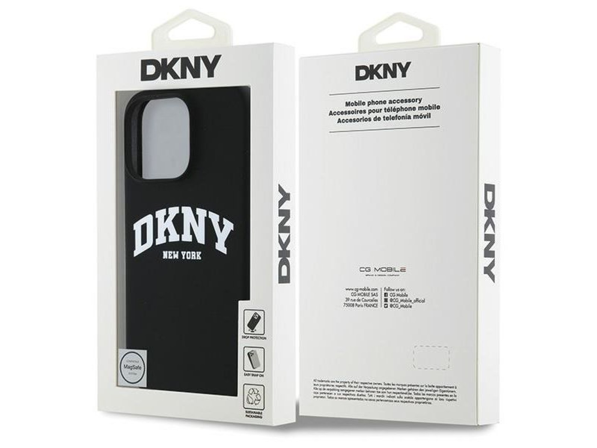 DKNY Silicone White Printed Logo MagSafe Case for iPhone 16 Pro Max - Black