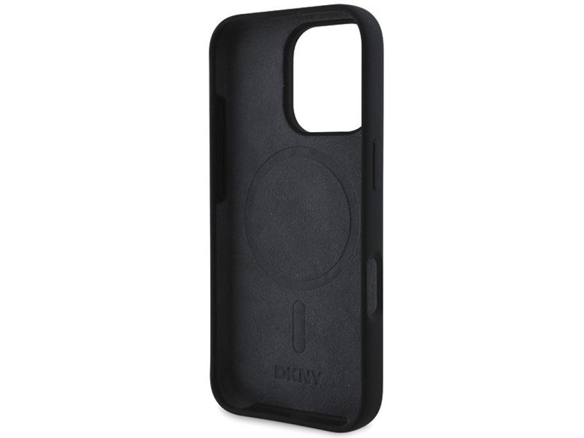 DKNY Silicone White Printed Logo MagSafe Case for iPhone 16 Pro Max - Black