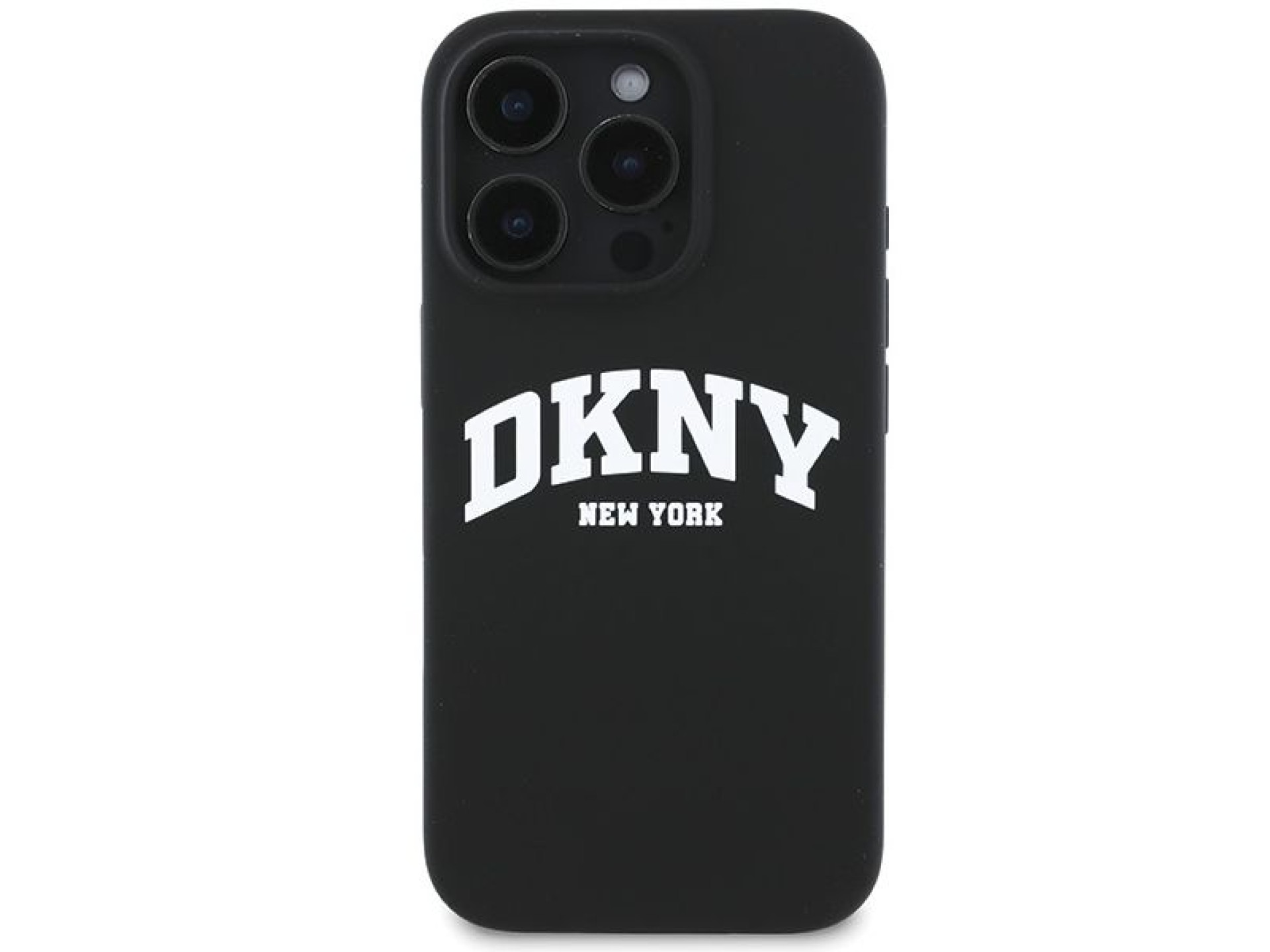DKNY Silicone White Printed Logo MagSafe iPhone 16 Pro Case - Black