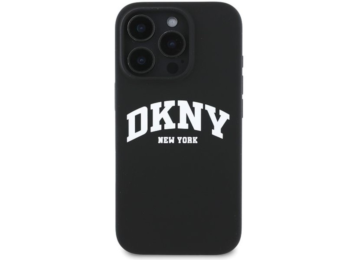 DKNY Silicone White Printed Logo MagSafe Case for iPhone 16 Pro Max - Black