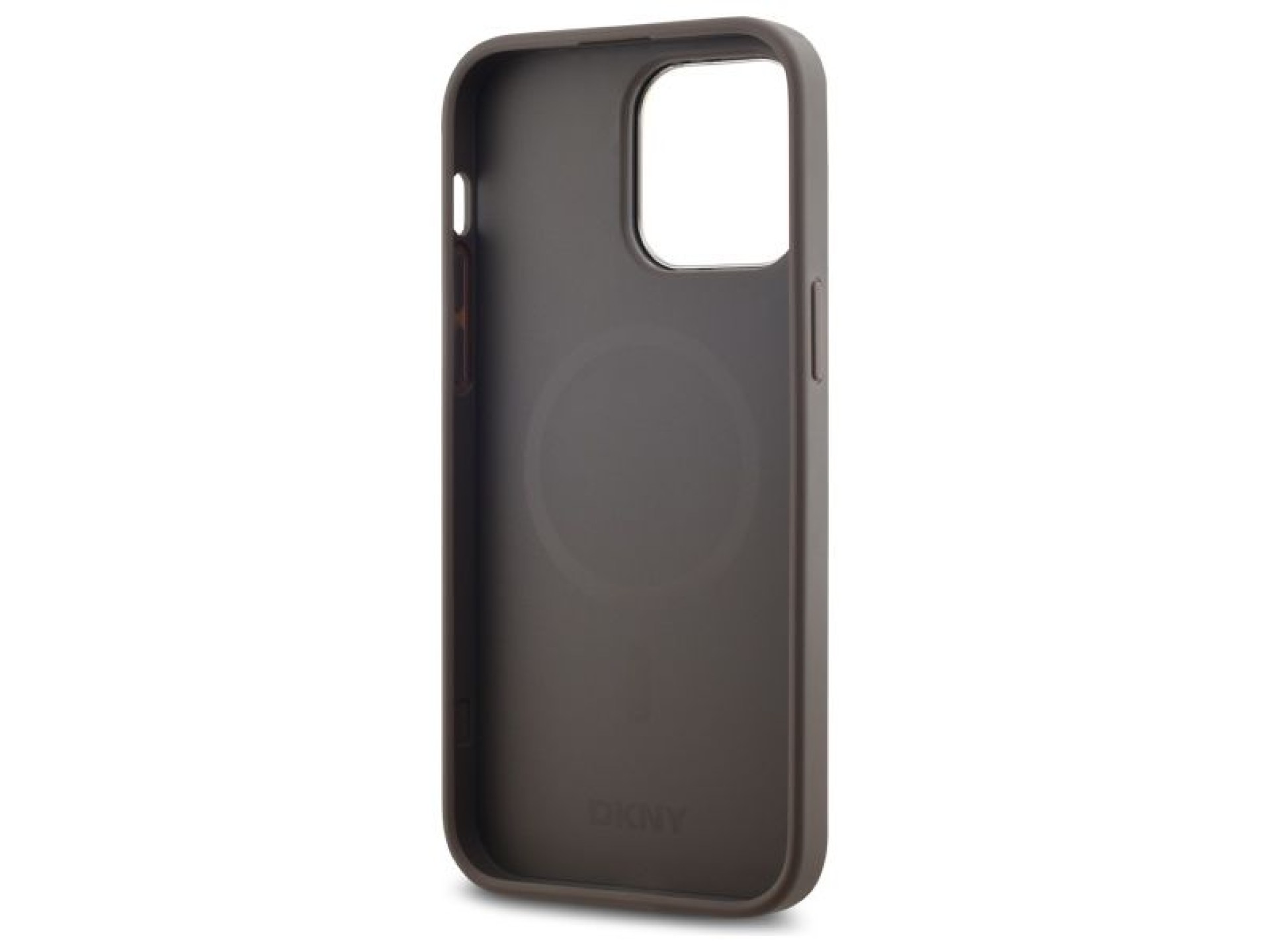 Capa DKNY em couro com estampa xadrez monocromática e MagSafe para iPhone 14 Pro Max - Bege