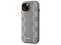 Capa DKNY em couro com estampa xadrez monocromática e MagSafe para iPhone 15 Plus - Bege Capa DKNY em couro com estampa xadrez monocromática e MagSafe para iPhone 15 Plus - Bege