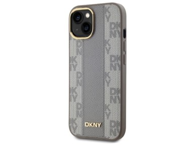 Funda DKNY de piel con estampado a cuadros monocromático y MagSafe para iPhone 15 Plus - Beige Funda DKNY de piel con estampado a cuadros monocromático y MagSafe para iPhone 15 Plus - Beige