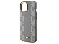 Capa DKNY em couro com estampa xadrez monocromática e MagSafe para iPhone 15 Plus - Bege Capa DKNY em couro com estampa xadrez monocromática e MagSafe para iPhone 15 Plus - Bege