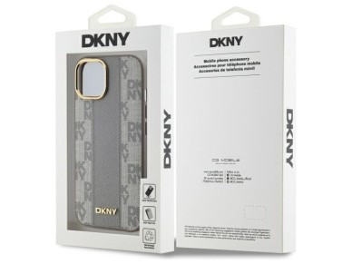 Funda DKNY de piel con estampado a cuadros monocromático y MagSafe para iPhone 15 Plus - Beige Funda DKNY de piel con estampado a cuadros monocromático y MagSafe para iPhone 15 Plus - Beige
