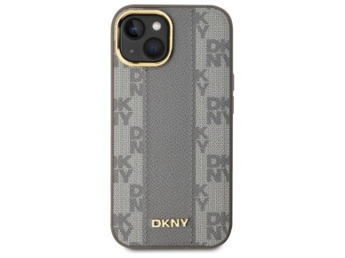 Funda DKNY de piel con estampado a cuadros monocromático y MagSafe para iPhone 15 Plus - Beige Funda DKNY de piel con estampado a cuadros monocromático y MagSafe para iPhone 15 Plus - Beige