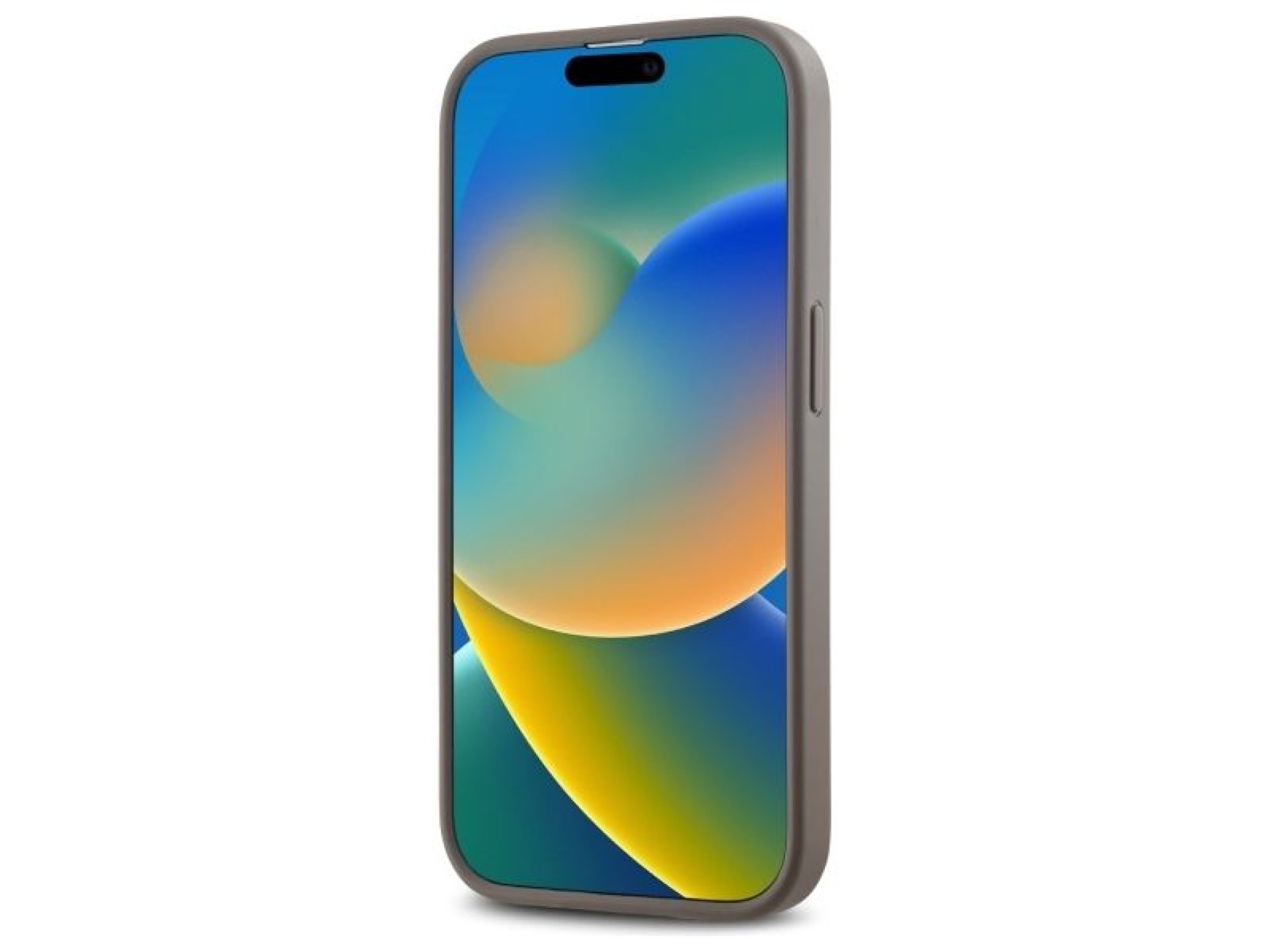 Capa DKNY em couro com estampa xadrez monocromática e MagSafe para iPhone 14 Pro - Bege