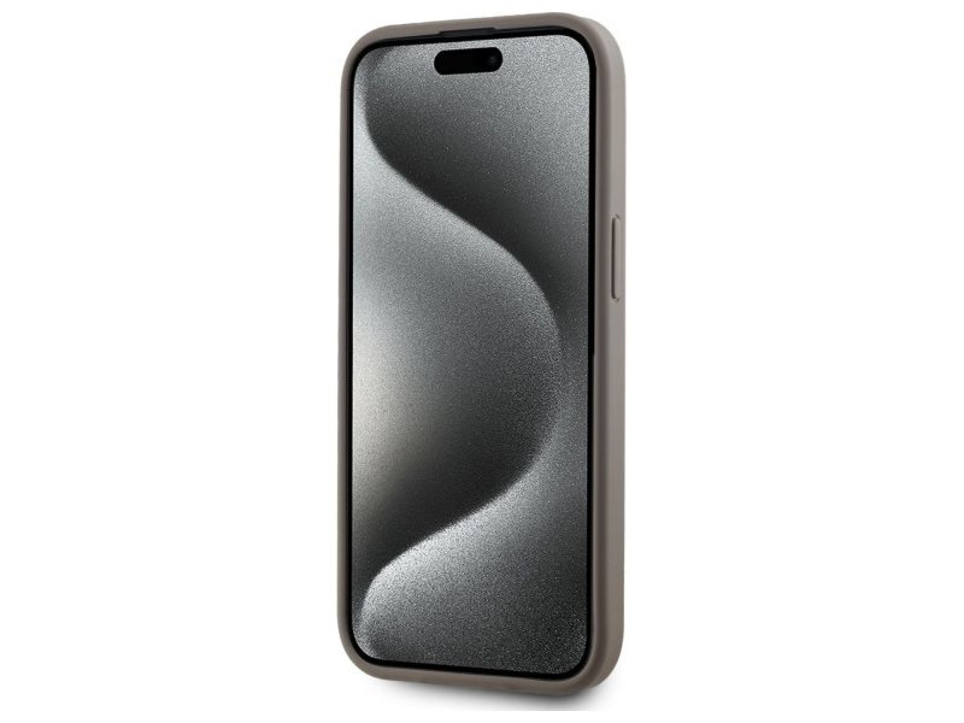 Funda DKNY de piel con estampado a cuadros monocromático y MagSafe para iPhone 15 Plus - Beige