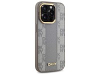 Capa DKNY em couro com estampa xadrez monocromática e MagSafe para iPhone 14 Pro - Bege Capa DKNY em couro com estampa xadrez monocromática e MagSafe para iPhone 14 Pro - Bege