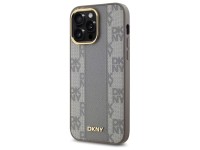 Capa DKNY em couro com estampa xadrez monocrom�tica e MagSafe para iPhone 14 Pro Max - Bege