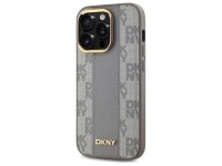 Capa DKNY em couro com estampa xadrez monocromática e MagSafe para iPhone 14 Pro - Bege Capa DKNY em couro com estampa xadrez monocromática e MagSafe para iPhone 14 Pro - Bege