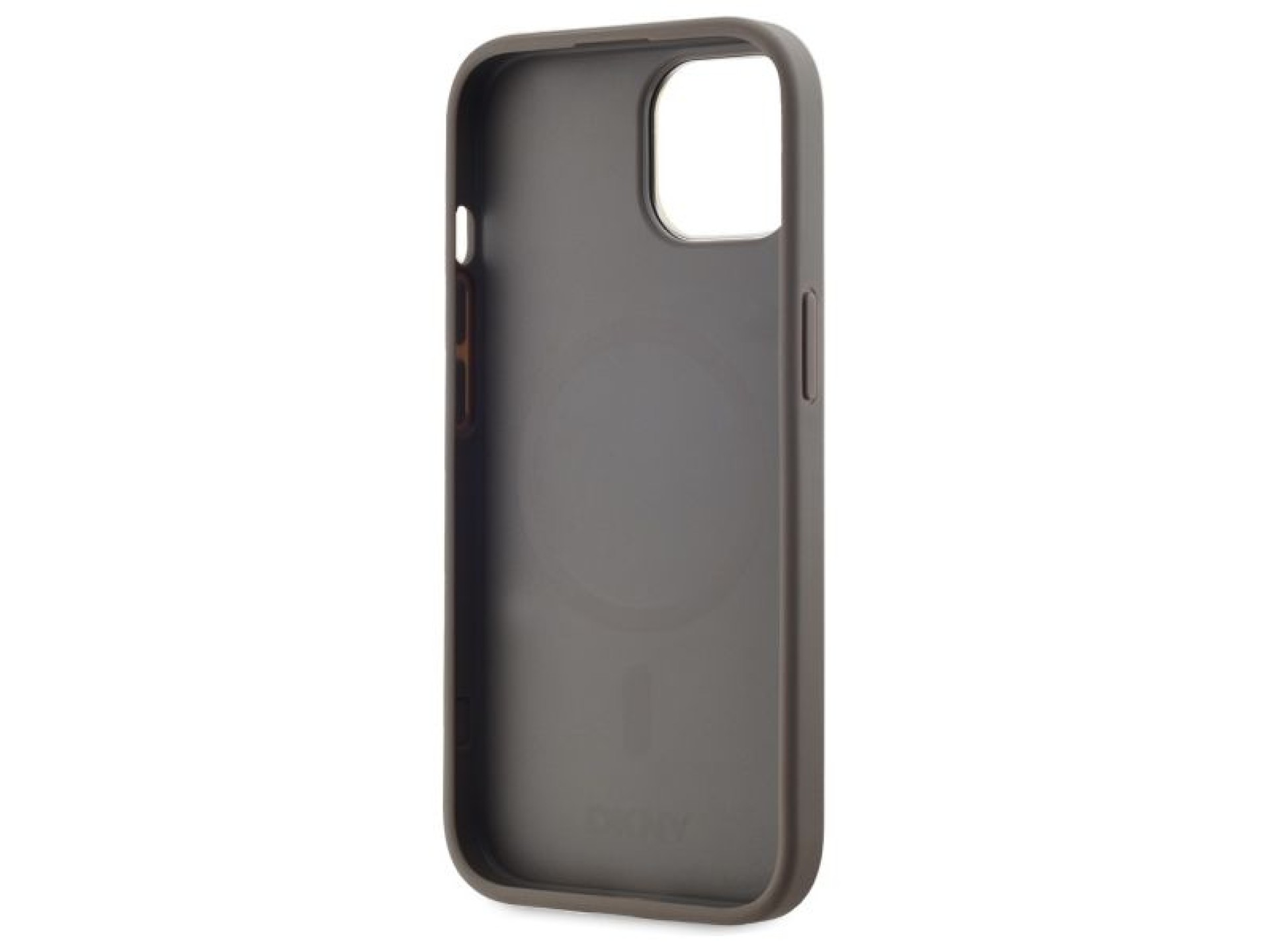 Funda DKNY de piel con estampado a cuadros monocromático y MagSafe para iPhone 15 Plus - Beige