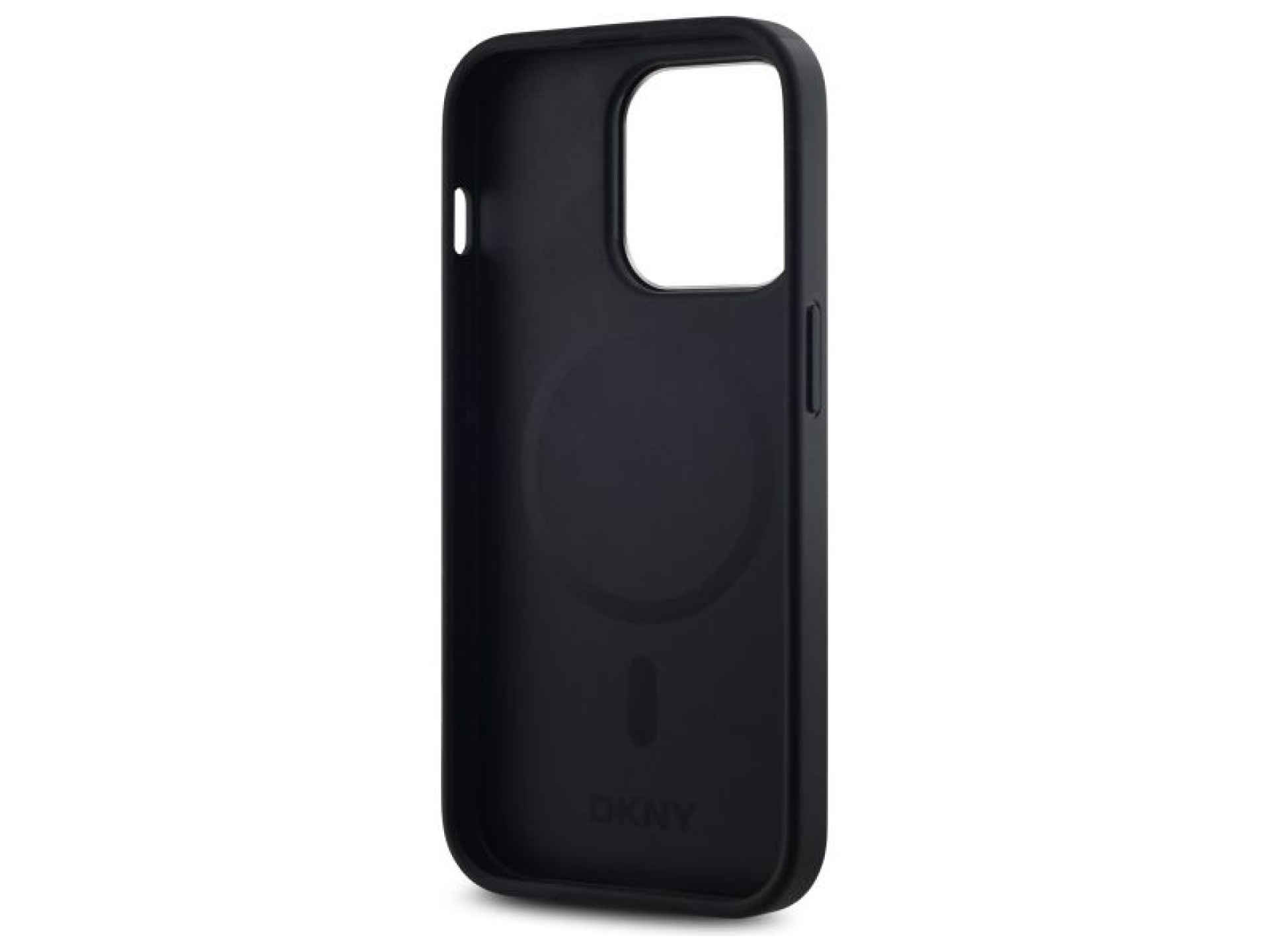 Funda DKNY con logo liso y MagSafe para iPhone 14 Pro - Negra