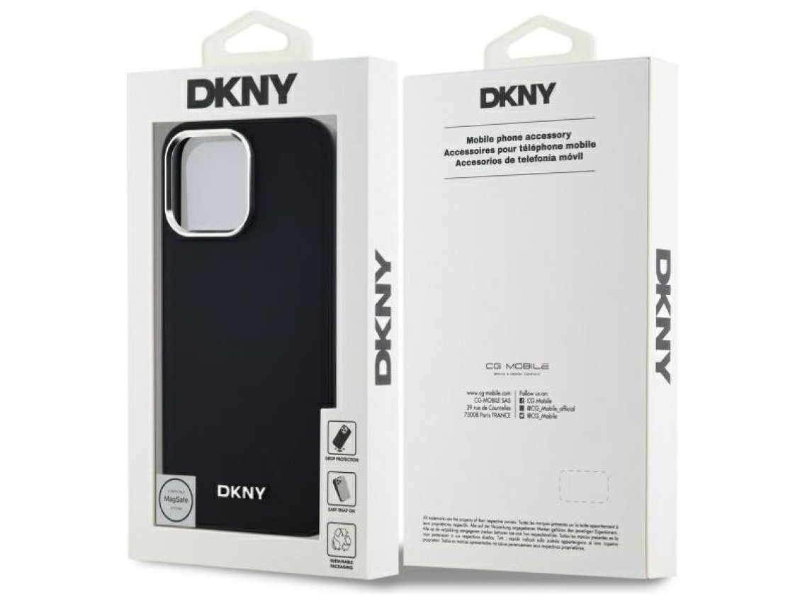 Capa DKNY Plain Logo MagSafe para iPhone 14 Pro Max - Preta