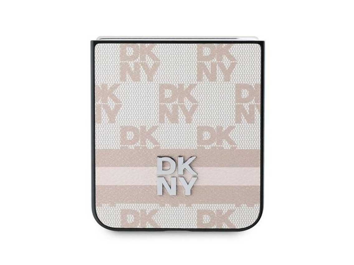 Capa DKNY com estampa xadrez e listras para Samsung Galaxy Z Flip 6 - Rosa