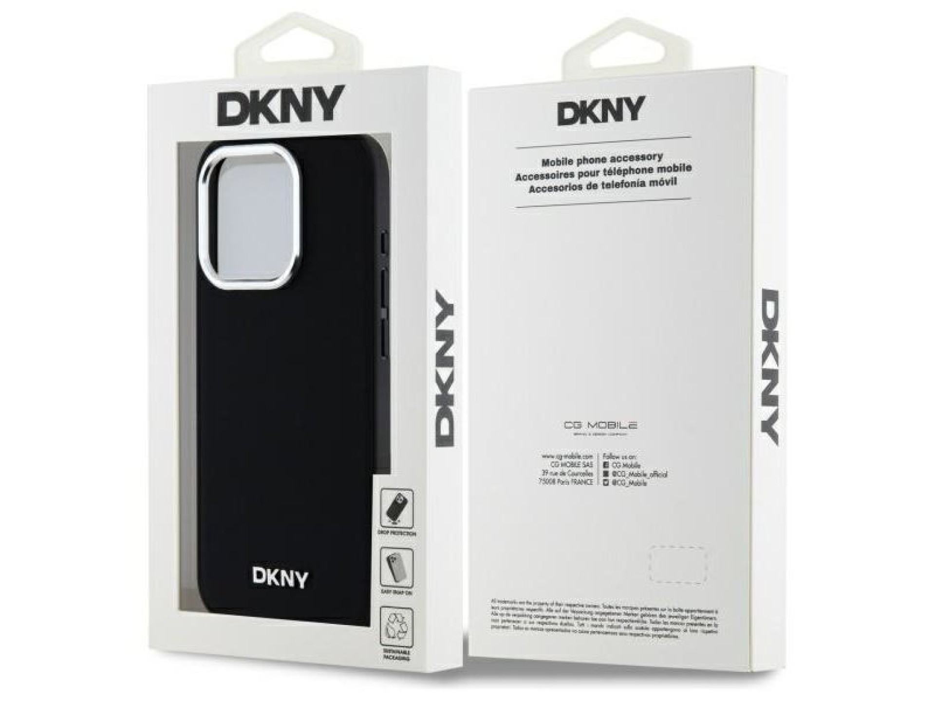 Capa DKNY Plain Logo MagSafe para iPhone 15 Pro - Preta