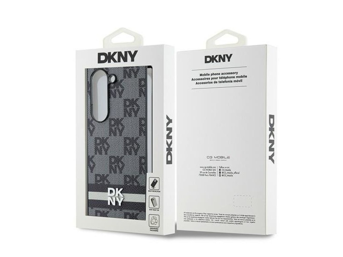 Funda DKNY con estampado de cuadros y rayas para Samsung Galaxy Z Fold 6 - negra