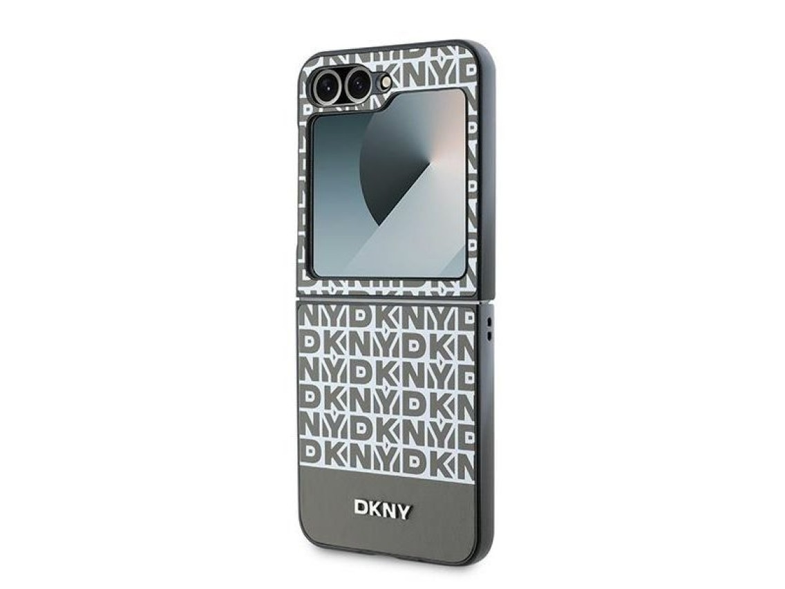 DKNY Repeat Pattern Bottom Stripe Case for Samsung Galaxy Z Flip 6 - Brown