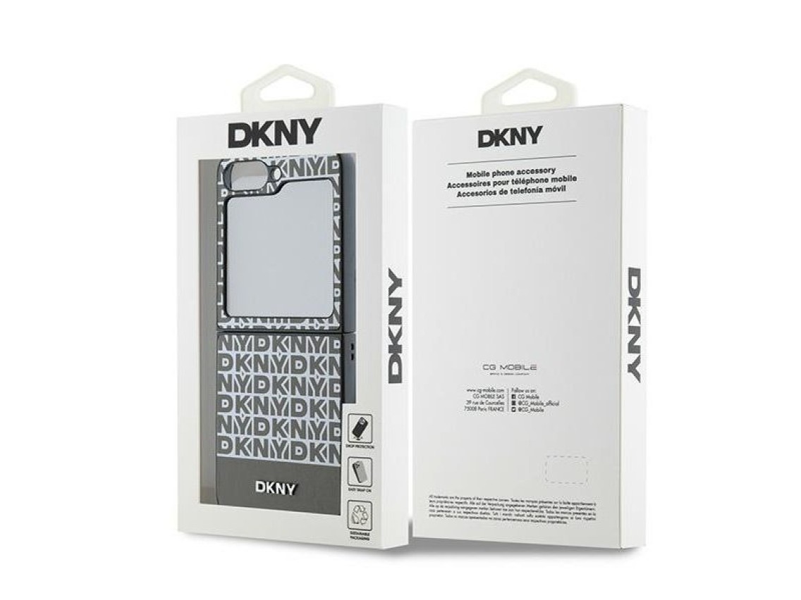 DKNY Repeat Pattern Bottom Stripe Case for Samsung Galaxy Z Flip 6 - Brown