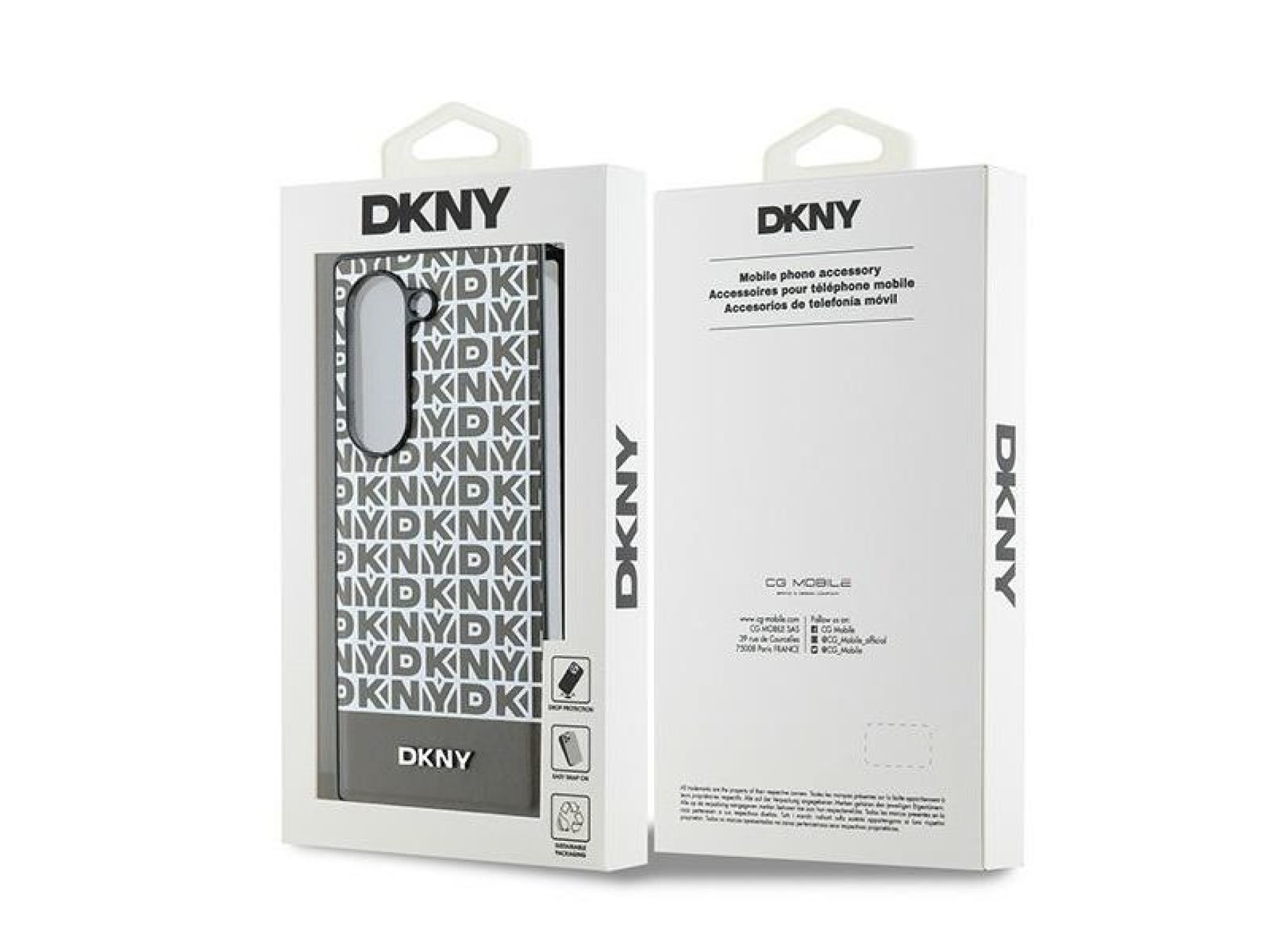 Capa DKNY com estampa repetida e listras na parte inferior para Samsung Galaxy Z Fold 6 - Marrom