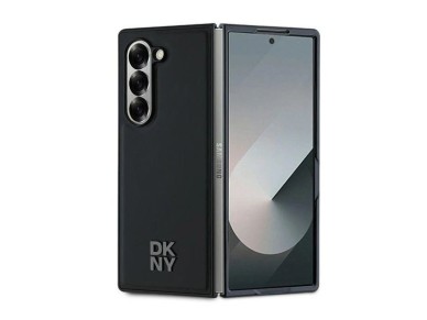 DKNY Magsafe Plain Leather Metal Stack Logo Case for Samsung Galaxy Z Fold 6 - Black DKNY Magsafe Plain Leather Metal Stack Logo Case for Samsung Galaxy Z Fold 6 - Black