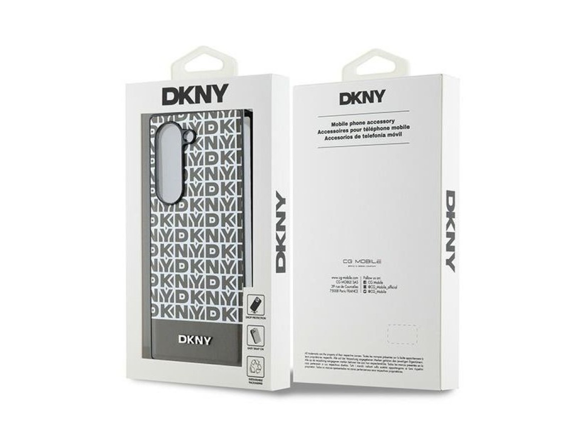Capa DKNY com estampa repetida e listras na parte inferior para Samsung Galaxy Z Fold 6 - Marrom