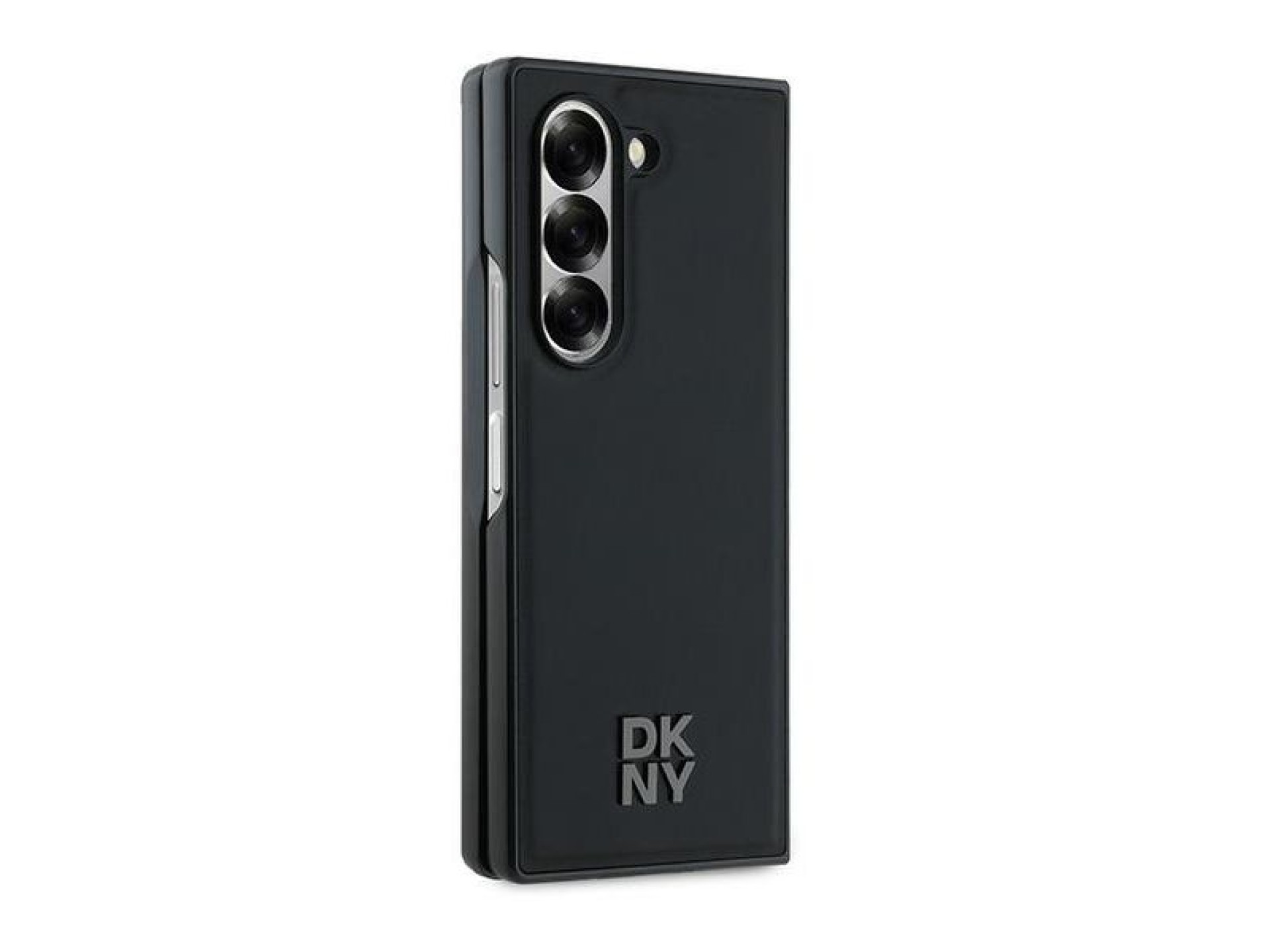 DKNY Magsafe Plain Leather Metal Stack Logo Case for Samsung Galaxy Z Fold 6 - Black