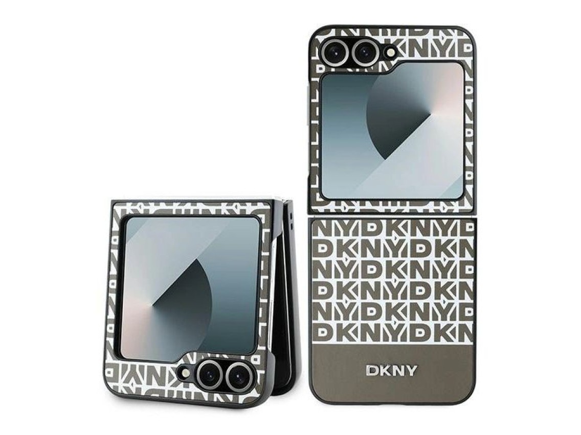 DKNY Repeat Pattern Bottom Stripe Case for Samsung Galaxy Z Flip 6 - Brown